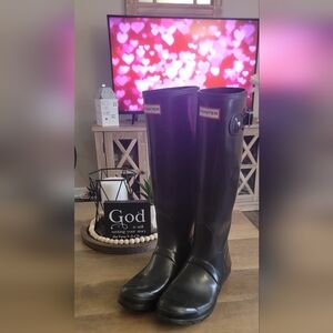 Hunter Black Tall Rain Boots